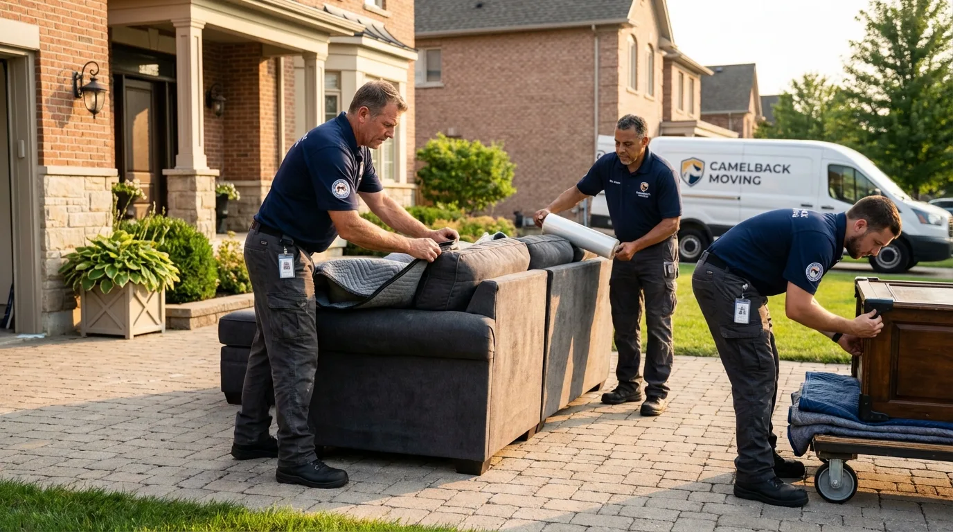 Large estate moving crew wrapping furniture in Downingtown, PA