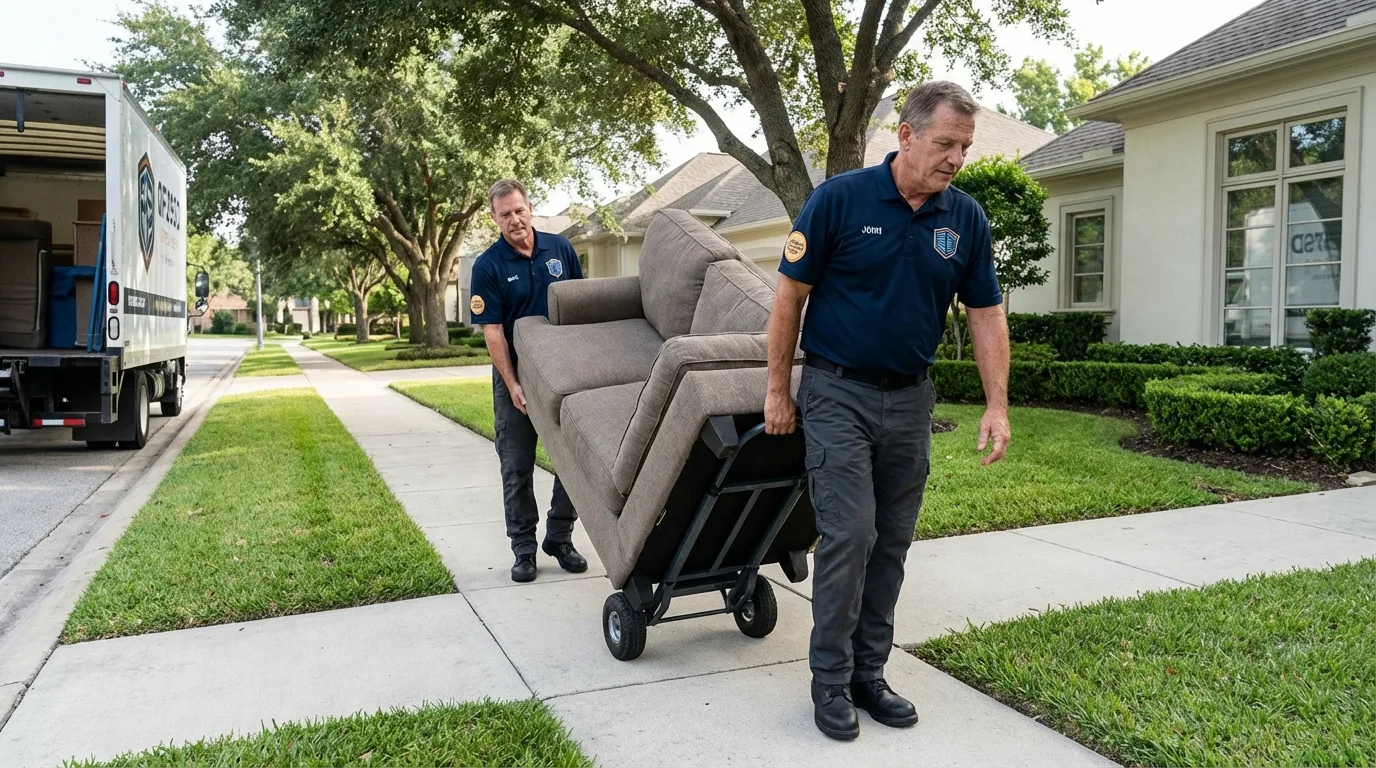 Local residential moving crew loading furniture in Downingtown, PA